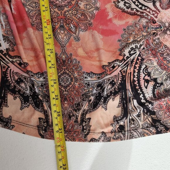 Cato Woman Paisley Print Tunic Top Size 18/20W Black & Multicolor Short Sleeve - Picture 8 of 11